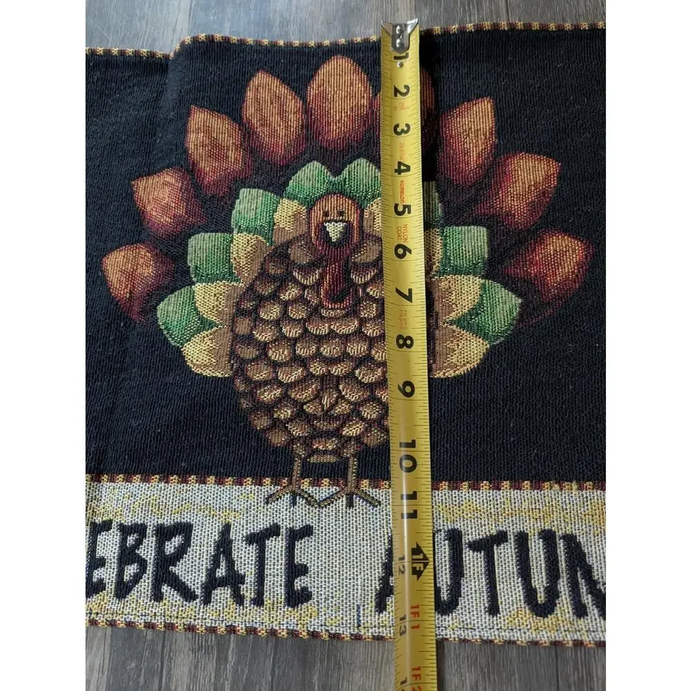 Thanksgiving Celebrate Autumn Table Runner Tapestry Material 64” X 13” Turkey